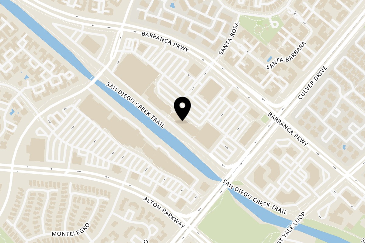 Map showing the location of Inchin's Bamboo Garden Irvine on 3850 Barranca Pkwy Suite O - A in Irvine