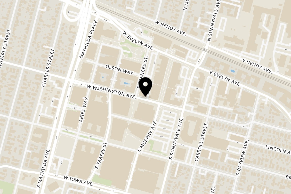 Map showing the location of Inchin's Bamboo Garden Sunnyvale on 151 W Washington Ave in Sunnyvale
